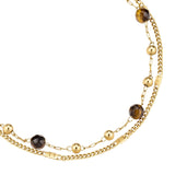 Armband Edelstahl gelbgold Tigerauge braun