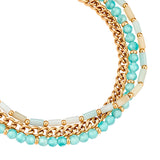 Armband Edelstahl gelbgold Amazonit blau