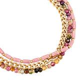 Armband Edelstahl gelbgold Turmalin rosa Rhodolit rosa