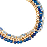 Armband Edelstahl gelbgold Aventurin blau Lapislazuli blau