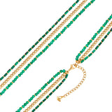 Kette Edelstahl gelbgold Achat grün Malachit (synth.) grün