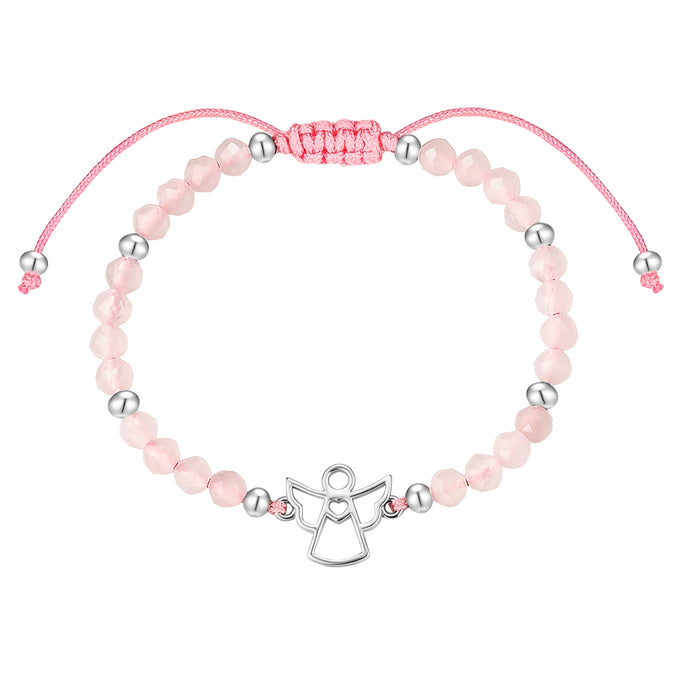 Armband Textil (rosa) Rosenquarz
