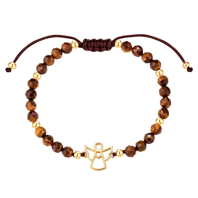 Armband gelbgold Textil (braun) Tigerauge braun