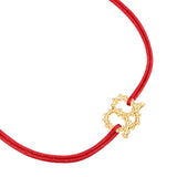 Armband Edelstahl gelbgold Textil (rot)