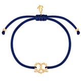 Armband Edelstahl gelbgold Textil (marineblau)
