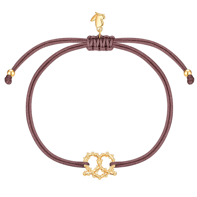 Armband Edelstahl gelbgold Textil (braun)