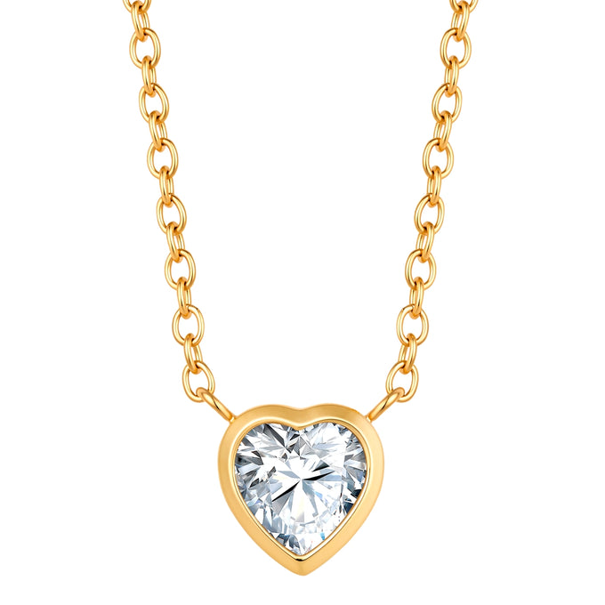 Kette mit Anhänger Edelstahl gelbgold Zirkonia weiß