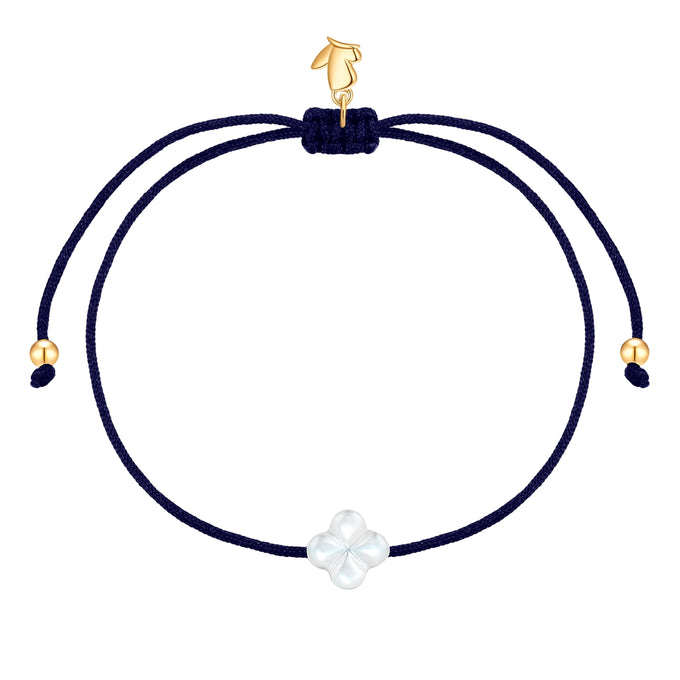 Armband Edelstahl gelbgold Textil (blau) Perlmutt