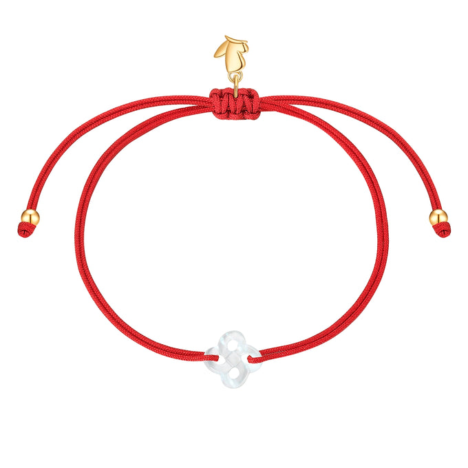 Armband Edelstahl gelbgold Textil (rot) Perlmutt