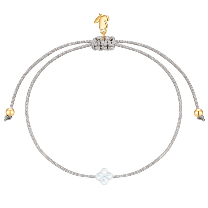 Armband Edelstahl gelbgold Textil (grau) Perlmutt
