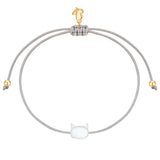 Armband Edelstahl gelbgold Textil (grau) Perlmutt