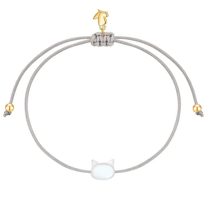 Armband Edelstahl gelbgold Textil (grau) Perlmutt