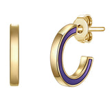 Creolen Sterling Silber gelbgold Emaille lila