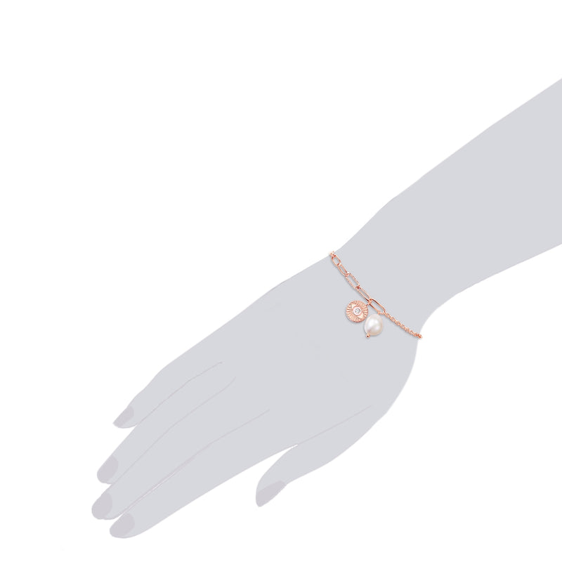 Armband Edelstahl roségold Süßwasser-Zuchtperle weiß Preciosa weiß