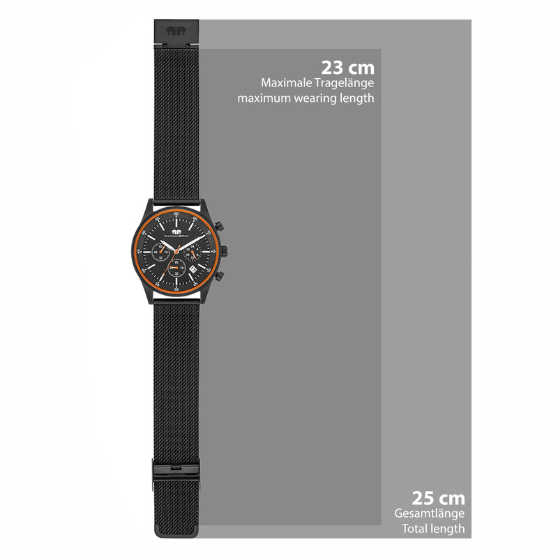 Herren Chronograph schwarz Edelstahl schwarz