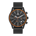 Herren Chronograph schwarz Edelstahl schwarz