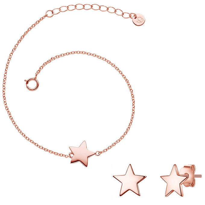 Set (Armband+Ohrstecker) Sterling Silber roségold