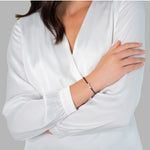 Armband Sterling Silber Textil (schwarz) Zirkonia weiß